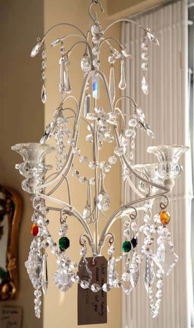 Coloured glass, candle chandelier