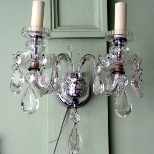 Pair Bohemian glass wall lights
