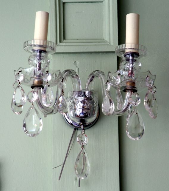 Pair Bohemian glass wall lights
