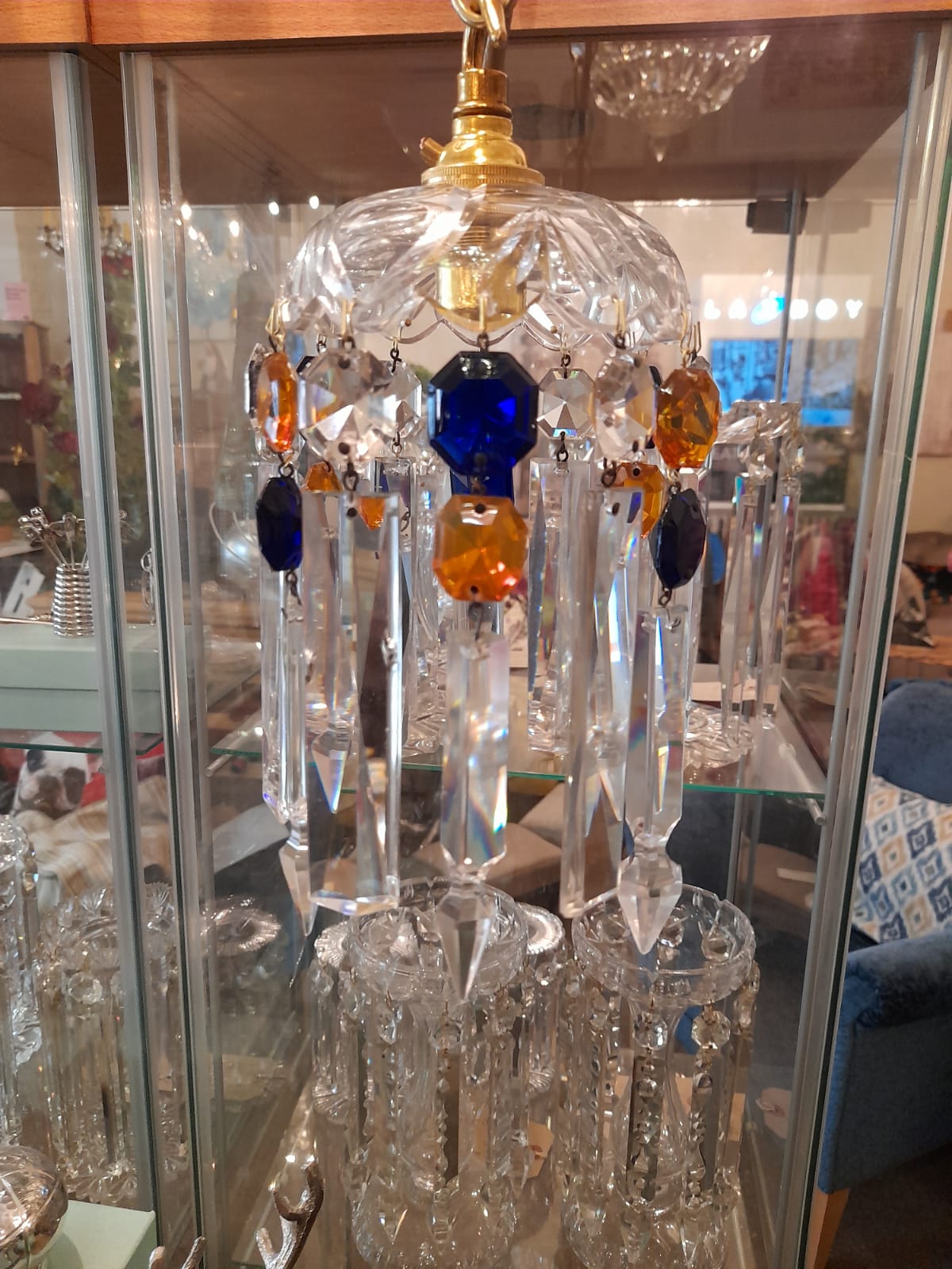 Small Coloured Chandelier with Victorian pieces