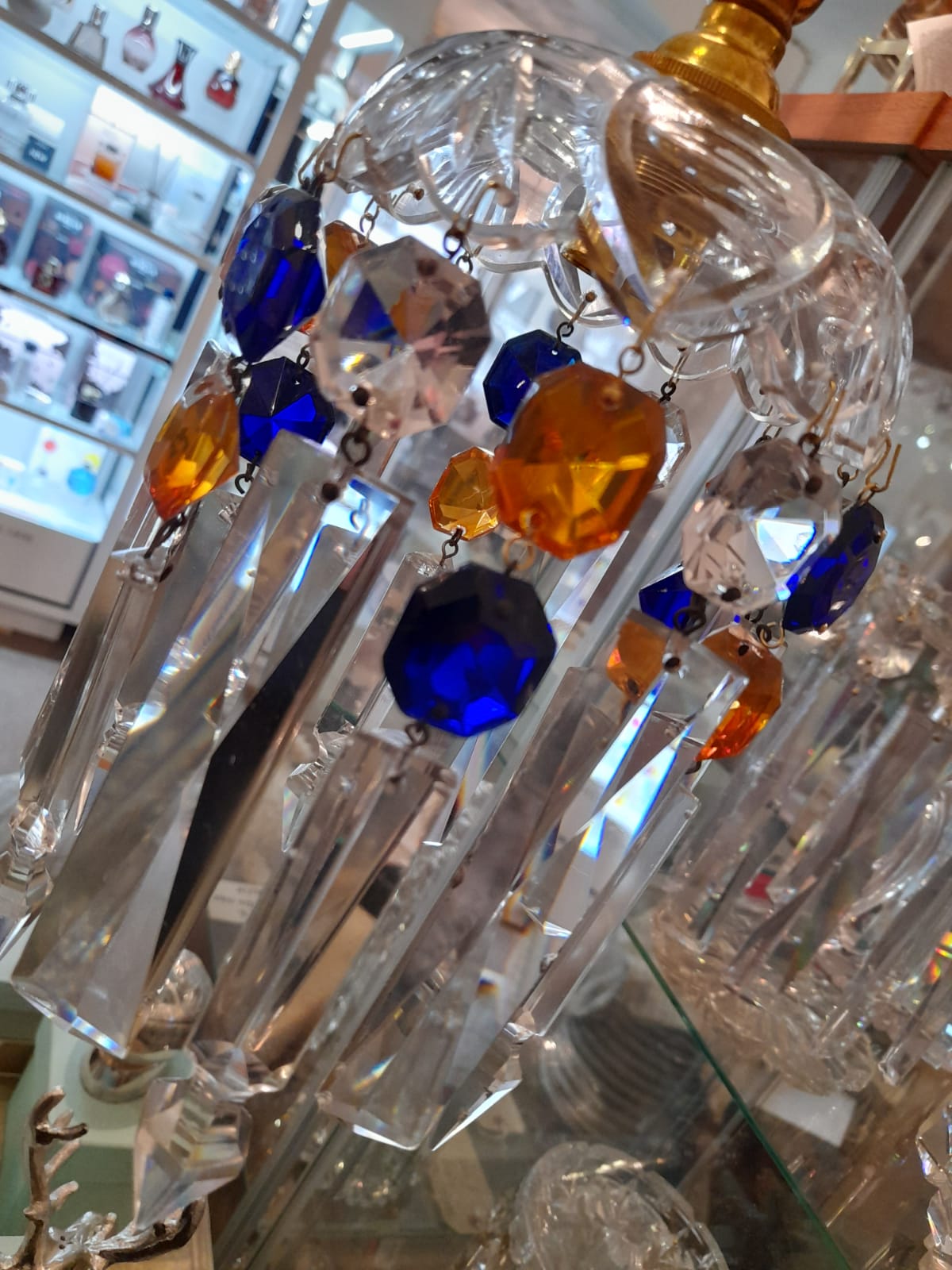 Small Coloured Chandelier with Victorian pieces