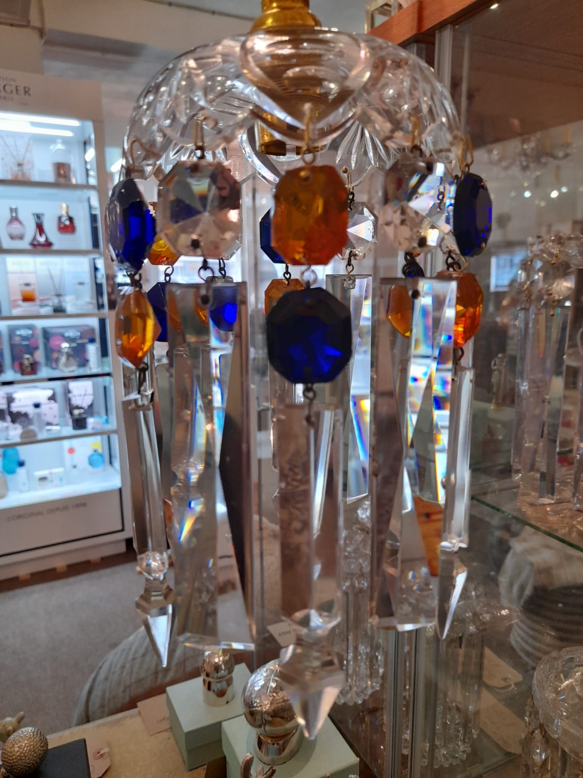 Small Coloured Chandelier with Victorian pieces